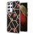 Samsung Galaxy S21 Ultra Flower Pattern Marble Electroplating TPU Case Black