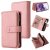 For Samsung Galaxy S20 Wallet 15 Card Slots Case with Wrist Strap Pink
