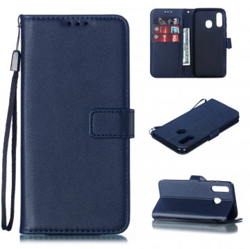 Samsung Galaxy A40 Wallet Magnetic Kickstand Leather Case Dark Blue