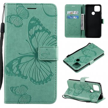 Google Pixel 4A 5G Embossed Butterfly Wallet Magnetic Stand Case Green
