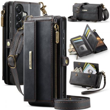CaseMe Samsung Galaxy A57 Wallet Case with RFID Blocking, 9 Card Slots & Crossbody Strap Black