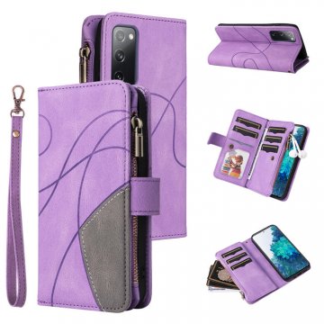 Samsung Galaxy S20 FE Zipper Wallet Magnetic Stand Case Purple