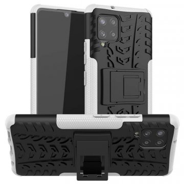 Samsung Galaxy A42 5G Hybrid Rugged PC + TPU Kickstand Case White