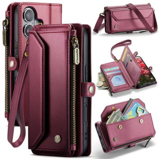 CaseMe iPhone 17 Wallet RFID Blocking Crossbody Case with Wireless Charging Red