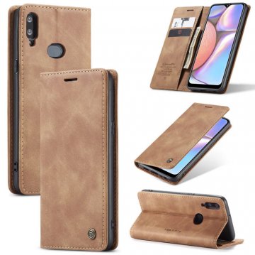 CaseMe Samsung Galaxy A10S Wallet Kickstand Magnetic Flip Leather Case Brown