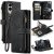 CaseMe Samsung Galaxy S25 Edge Wallet kickstand Case with Wrist Strap Black
