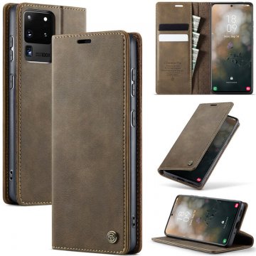 CaseMe Samsung Galaxy S20 Ultra Magnetic Wallet Case with RFID Blocking Coffee