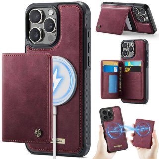 CaseMe iPhone 16 Pro 2-in-1 Detachable Magnetic Wallet Case with RFID Blocking, Card Holder & MagSafe Compatible - Red