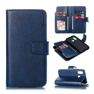 Samsung Galaxy A40 Wallet Stand Crazy Horse Leather Case Blue