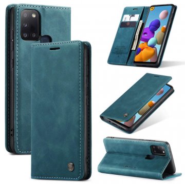 CaseMe Samsung Galaxy A21S Wallet Kickstand Flip Case Blue