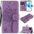 iPhone 12 Pro Embossed Tree Cat Butterfly Wallet Stand Case Lavender