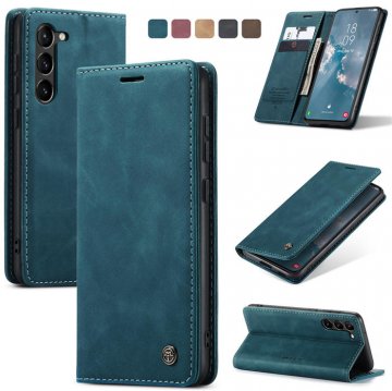 CaseMe Samsung Galaxy S23 Wallet Retro Leather Case Blue