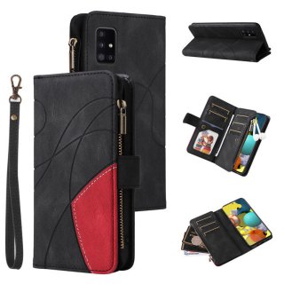 Samsung Galaxy A51 5G Zipper Wallet Magnetic Stand Case Black