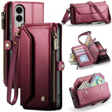 CaseMe Samsung Galaxy S25 Edge Wallet RFID Blocking Crossbody Phone Case Red