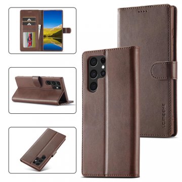 LC.IMEEKE Samsung Galaxy S22 Ultra Wallet Magnetic Stand Case Coffee