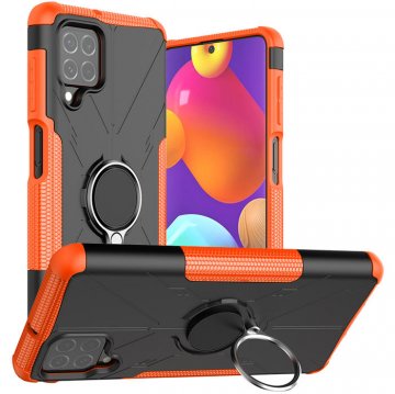 Samsung Galaxy F62 Hybrid Rugged Ring Kickstand Case Orange