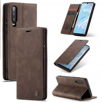 CaseMe Huawei P30 Retro Wallet Stand Magnetic Flip Case Coffee