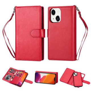 iPhone 13 Mini Wallet 9 Card Slots Magnetic Case Red