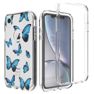 iPhone XR Clear Bumper TPU Blue Butterfly Case