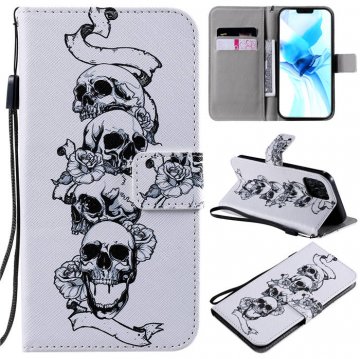 iPhone 12 Pro Embossed Skull Head Wallet Magnetic Stand Case