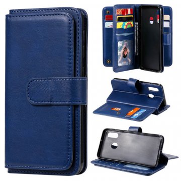 Samsung Galaxy A20e Multi-function 10 Card Slots Wallet Case Dark Blue