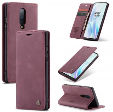 CaseMe OnePlus 8 Wallet Kickstand Magnetic Flip Leather Case Red
