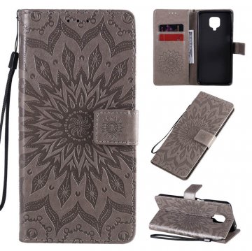 Xiaomi Redmi Note 9 Pro/Note 9S Embossed Sunflower Wallet Stand Case Gray