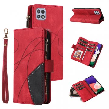 Samsung Galaxy A22 5G Zipper Wallet Magnetic Stand Case Red