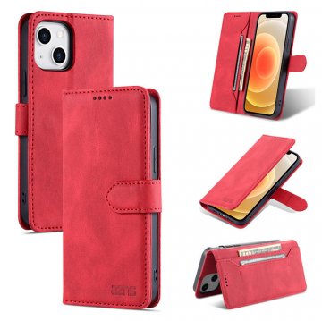 AZNS iPhone 13 Vintage Wallet Magnetic Kickstand Case Red