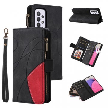 Samsung Galaxy A33 5G Zipper Wallet Magnetic Stand Case Black