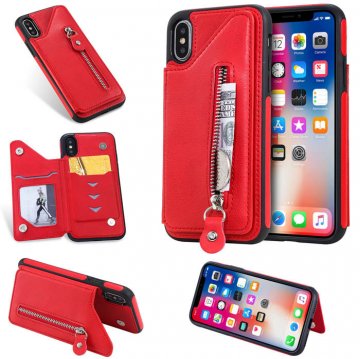 iPhone X Wallet Magnetic Kickstand Shockproof Cover Red