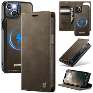 CaseMe iPhone 13 2-in-1 Magnetic Wallet Case – Wireless Charging & RFID Blocking Coffee