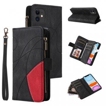 iPhone 11 Zipper Wallet Magnetic Stand Case Black