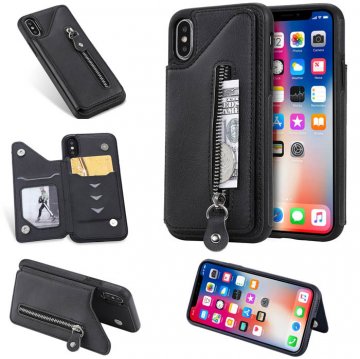 iPhone X Wallet Magnetic Kickstand Shockproof Cover Black