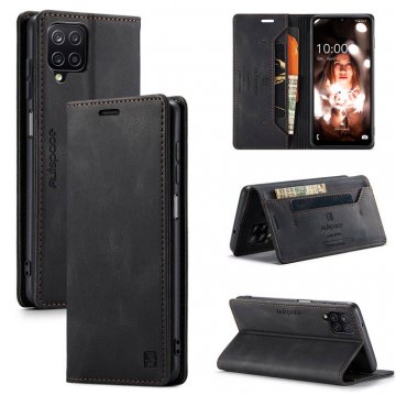 Autspace Samsung Galaxy A12 5G Wallet Magnetic Case Black
