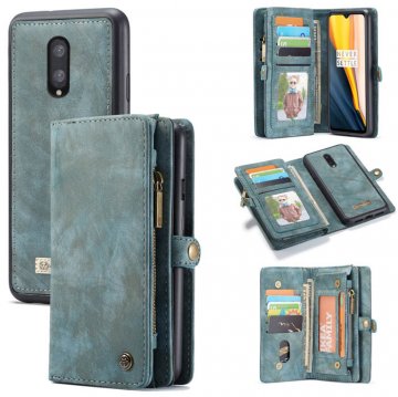 CaseMe OnePlus 7 Zipper Wallet Magnetic Detachable Case Blue