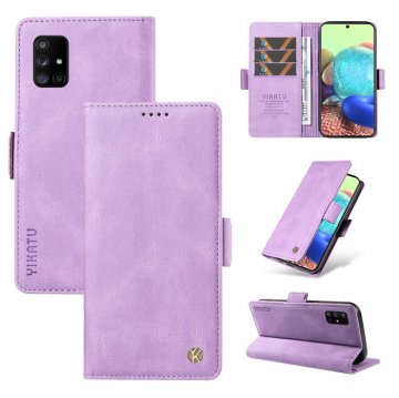YIKATU Samsung Galaxy A71 5G Skin-touch Wallet Kickstand Case Purple