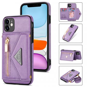 Crossbody Zipper Wallet iPhone 11 Pro Max Case With Strap Purple