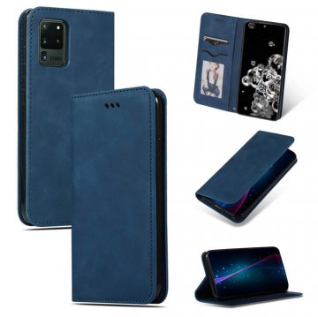 Samsung Galaxy S20 Ultra Magnetic Flip Wallet Stand Case Blue