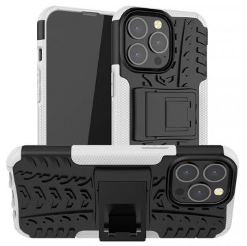 iPhone 13 Pro Anti-Slip Dual Layer Hybrid Kickstand Case White