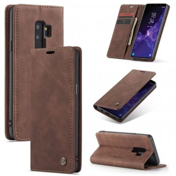 CaseMe Samsung Galaxy S9 Plus Wallet Magnetic Flip Case Coffee