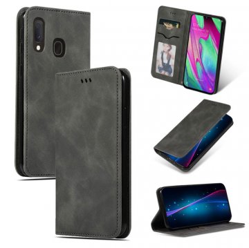 Samsung Galaxy A20e Magnetic Flip Wallet Stand Case Gray