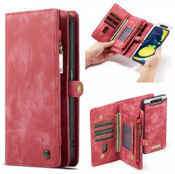 CaseMe Samsung Galaxy A80 Zipper Wallet Magnetic Case Red