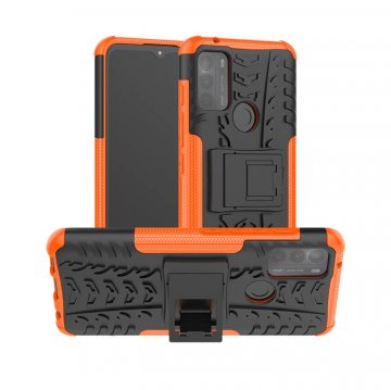 Moto G50 Anti-Slip Dual Layer Hybrid Kickstand Case Orange