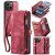 CaseMe iPhone 14 Zipper Wallet Case with Wrist Strap Red