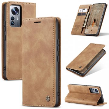 CaseMe Xiaomi 12 Pro Wallet Magnetic Case Brown