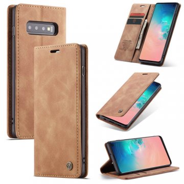 CaseMe Samsung Galaxy S10 Wallet Kickstand Flip Case Brown