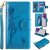 Samsung Galaxy S20 Ultra Embossed Girl Cat 9 Card Slots Wallet Case Blue