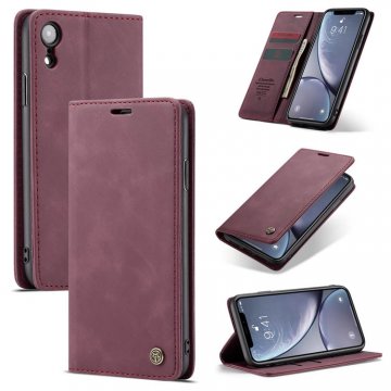 CaseMe iPhone XR Retro Wallet Kickstand Magnetic Case Red