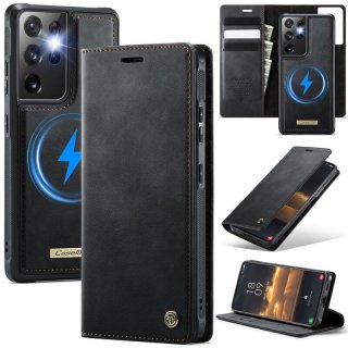 CaseMe Samsung Galaxy S21 Ultra 2-in-1 Magnetic Wallet Case – Wireless Charging & RFID Blocking Black